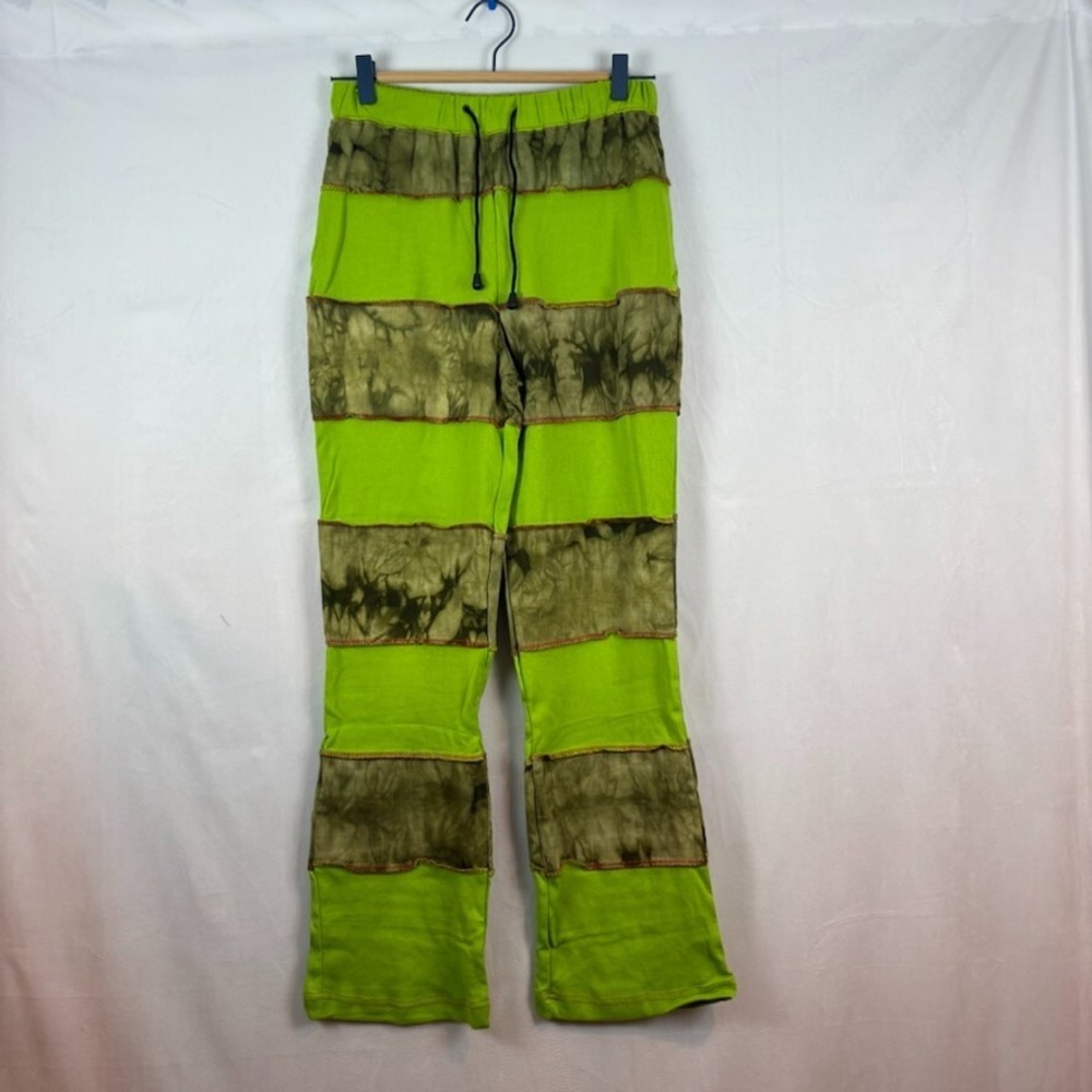 Womens Bohemian Tie-dye Colorful Green 100% Cotton Pants SZ Med NWT Nepal Unique